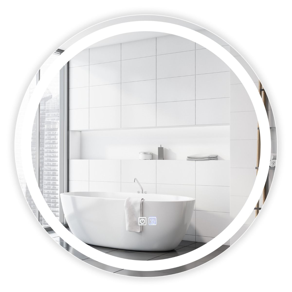 LED Illuminated Wall Mounted Bathroom Mirror with Demister Pad